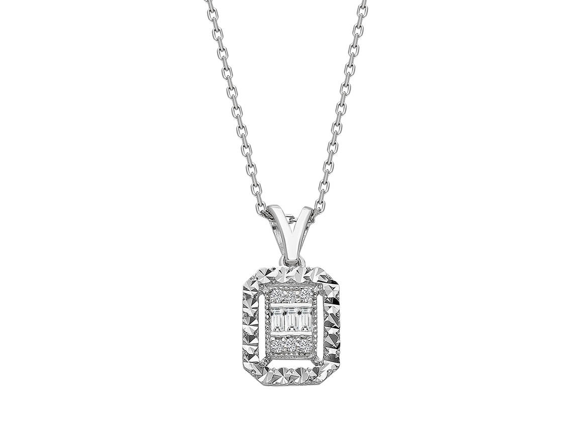 0,50 Karat Effekt Diamant Baguette Collier - handgefertigter Diamantschmuck aus Feingold | Sirius Diamant