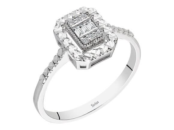 0,50 Karat Effekt Diamant Baguette Ring - handgefertigter Diamantschmuck aus Feingold | Sirius Diamant