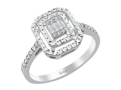 0.50 carat diamond effect baguette ring in white gold