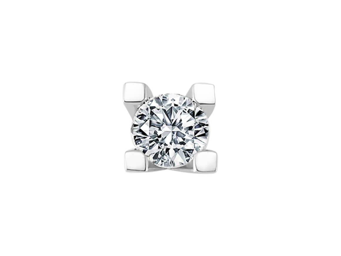 0.51 carat diamond solitaire men's earring in 18 K white gold