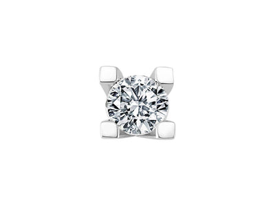0.51 carat diamond solitaire men's earring in 18 K white gold