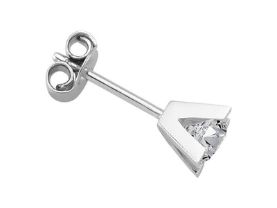 0.51 carat diamond solitaire men's earring in 18 K white gold