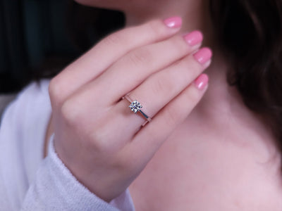 0.53 carat diamond solitaire ring in 18 K