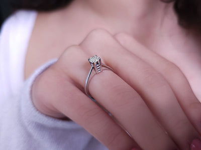 0.53 carat diamond solitaire ring in 18 K