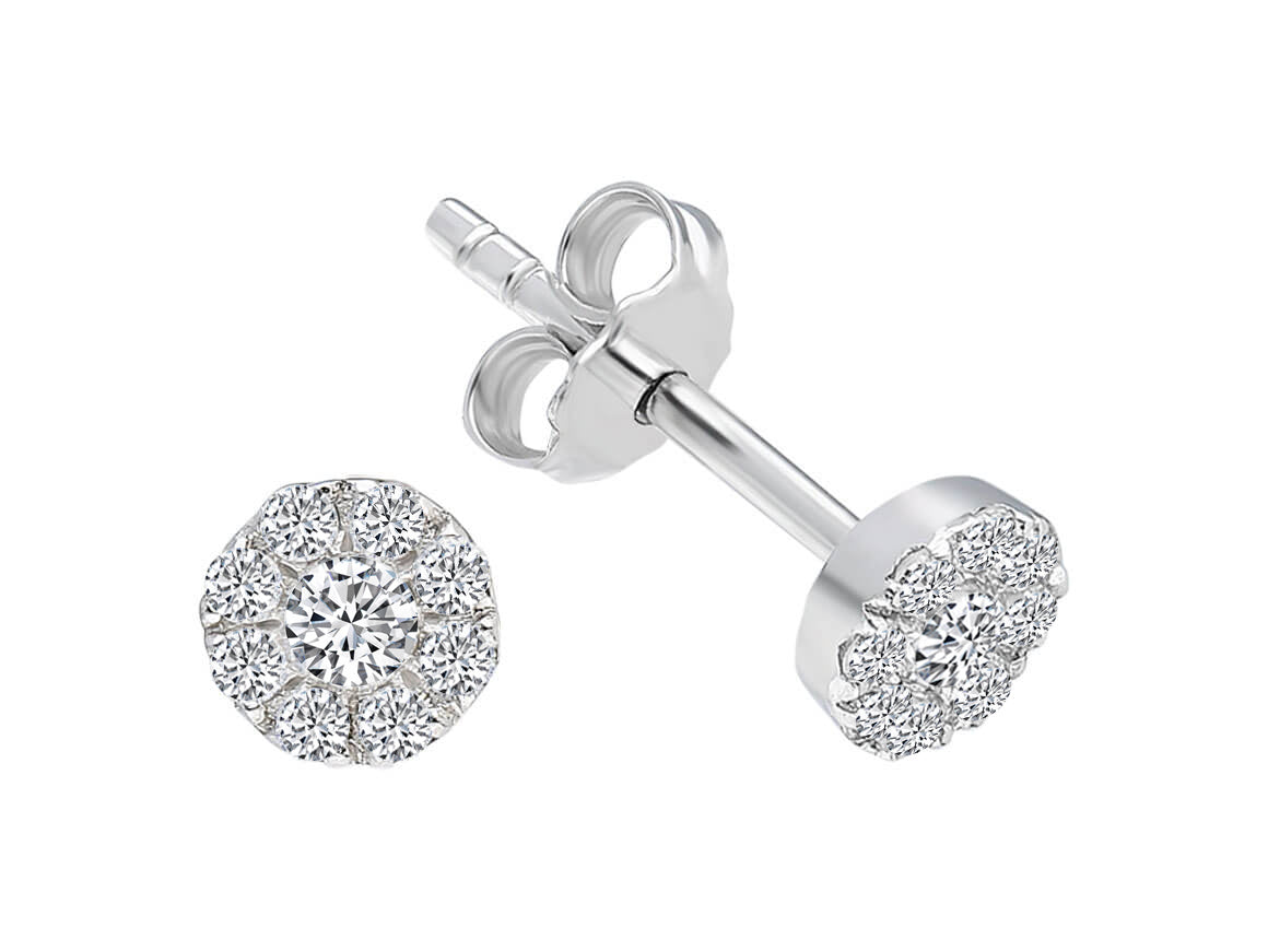 Insgesamt 0,16 Carat 9 Diamanten Ohrstecker - handgefertigter Diamantschmuck aus Feingold | Sirius Diamant