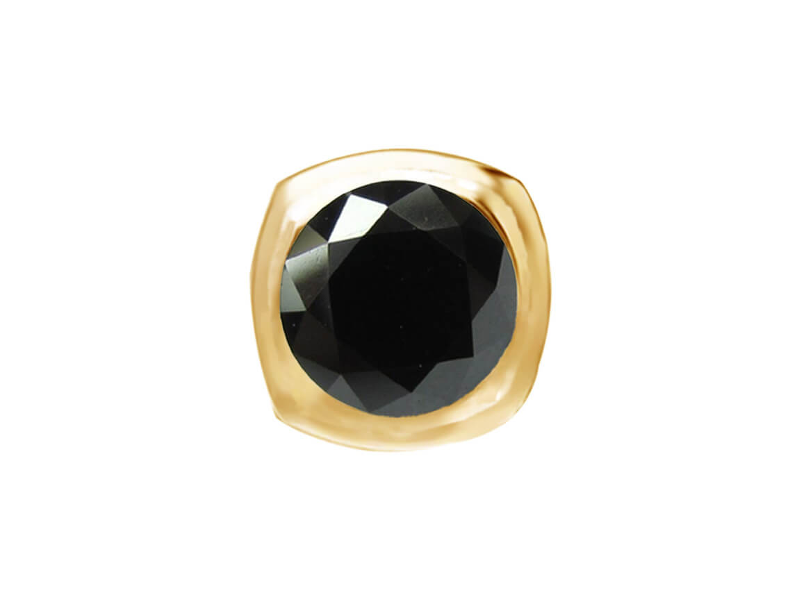 0,70 ct. schwarzer Diamant Herren Ohrstecker in 14k Gelbgold - handgefertigter Diamantschmuck aus Feingold | Sirius Diamant