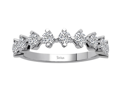 0.72 carat diamond half-round ring