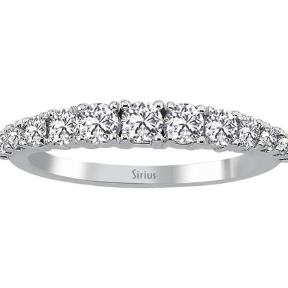 Bague demi-éternité en or blanc 14 carats avec diamant de 0,77 carat 