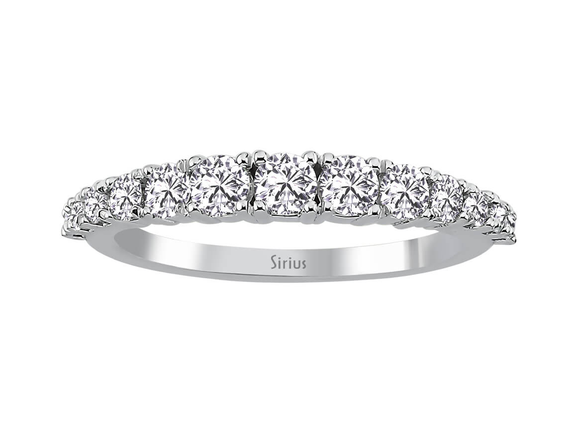 Bague demi-éternité en or blanc 14 carats avec diamant de 0,77 carat 