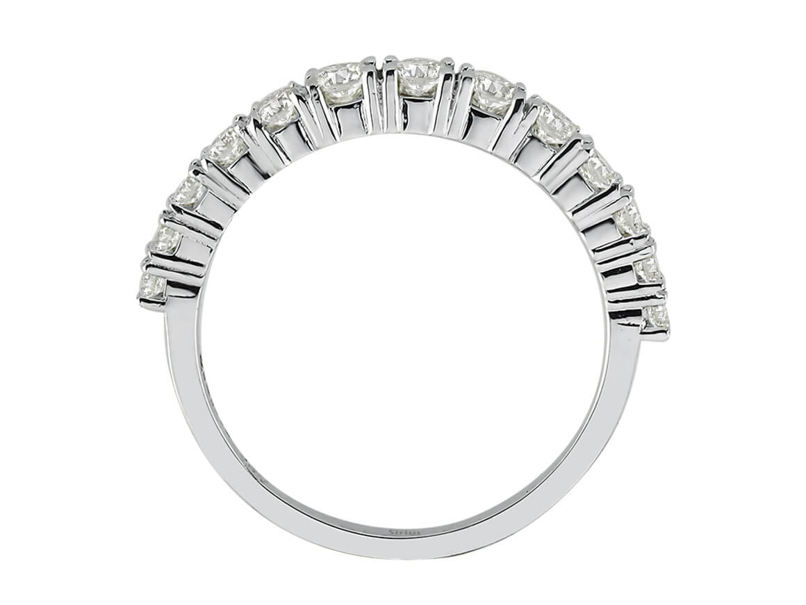 Bague demi-éternité en or blanc 14 carats avec diamant de 0,77 carat 