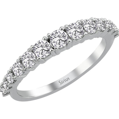 Bague demi-éternité en or blanc 14 carats avec diamant de 0,77 carat 