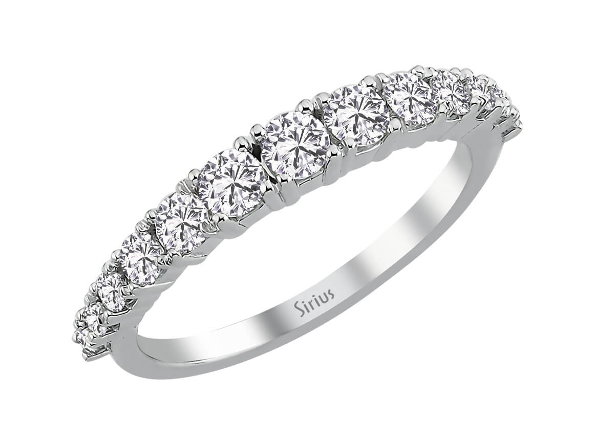 Bague demi-éternité en or blanc 14 carats avec diamant de 0,77 carat 