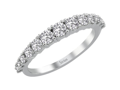 Bague demi-éternité en or blanc 14 carats avec diamant de 0,77 carat 