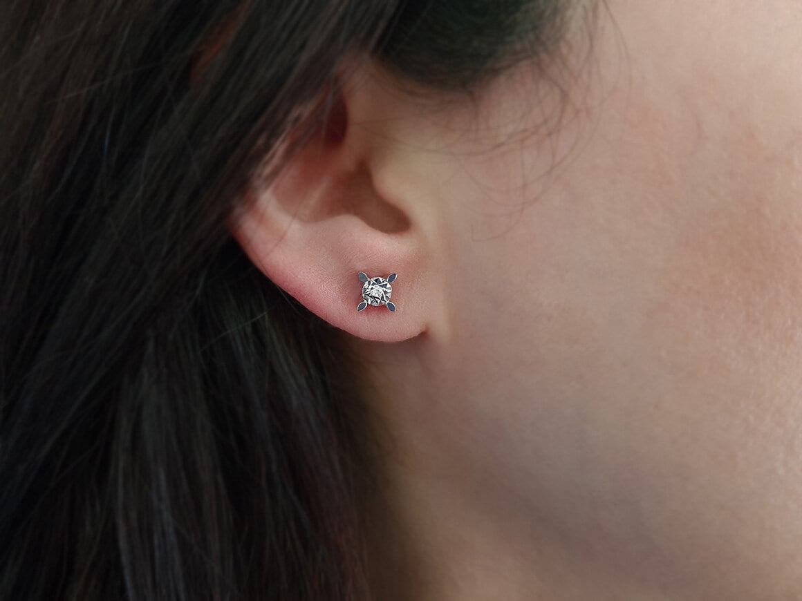 0,80 Karat Effekt Diamant Solitär Ohrringe - handgefertigter Diamantschmuck aus Feingold | Sirius Diamant
