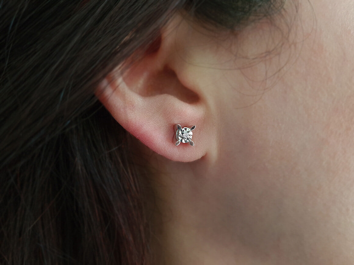 0,80 Karat Effekt Diamant Solitär Ohrringe - handgefertigter Diamantschmuck aus Feingold | Sirius Diamant