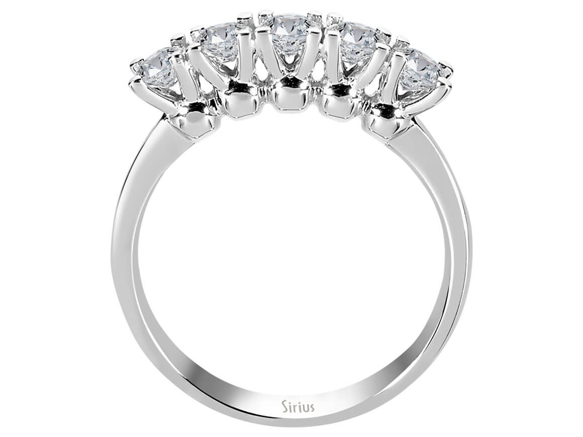 0,42 Karat Diamant 5 Diamanten Allianz in 585er 14 K Weißgold - handgefertigter Diamantschmuck aus Feingold | Sirius Diamant