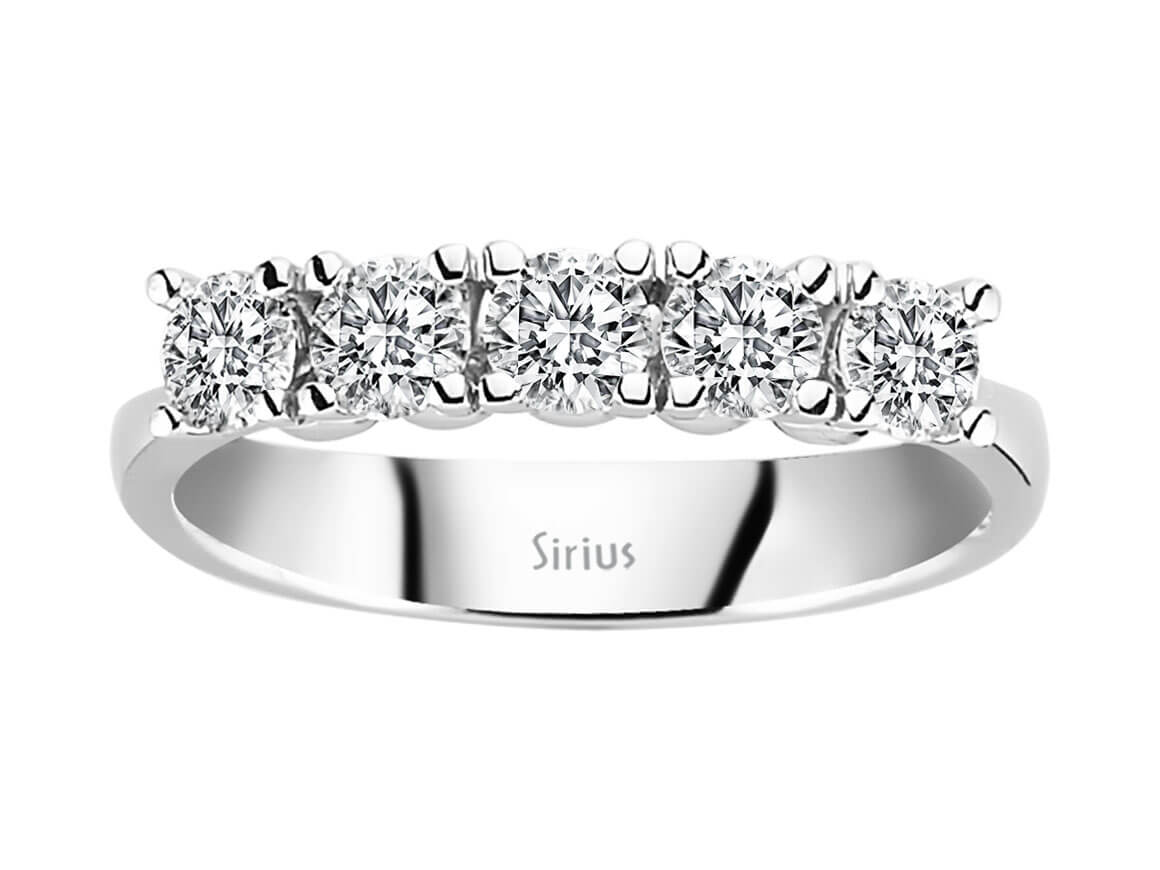 0,42 Karat Diamant 5 Diamanten Allianz in 585er 14 K Weißgold - handgefertigter Diamantschmuck aus Feingold | Sirius Diamant