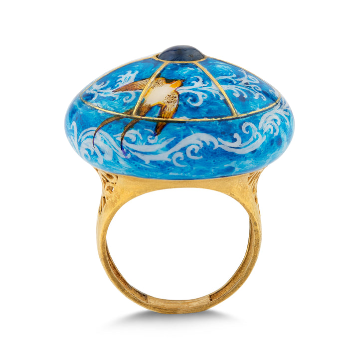 Blauen Saphir-Ring - handgefertigter Diamantschmuck aus Feingold | Sirius Diamant