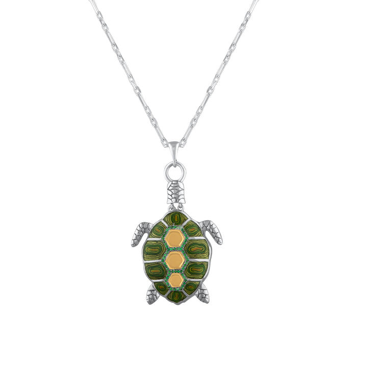 Schildkröten Halskette Handbemalt - 24K Gold & Edelsteine | Sirius – handgefertigter Diamantschmuck aus Feingold | Sirius Diamant