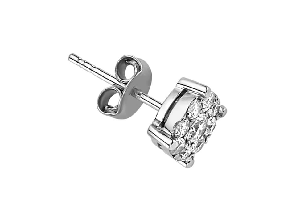 0.30 carat 9 diamond men's stud earrings in 8K white gold