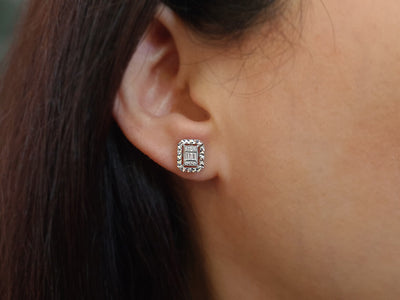 1.00 carat effect diamond baguette earrings
