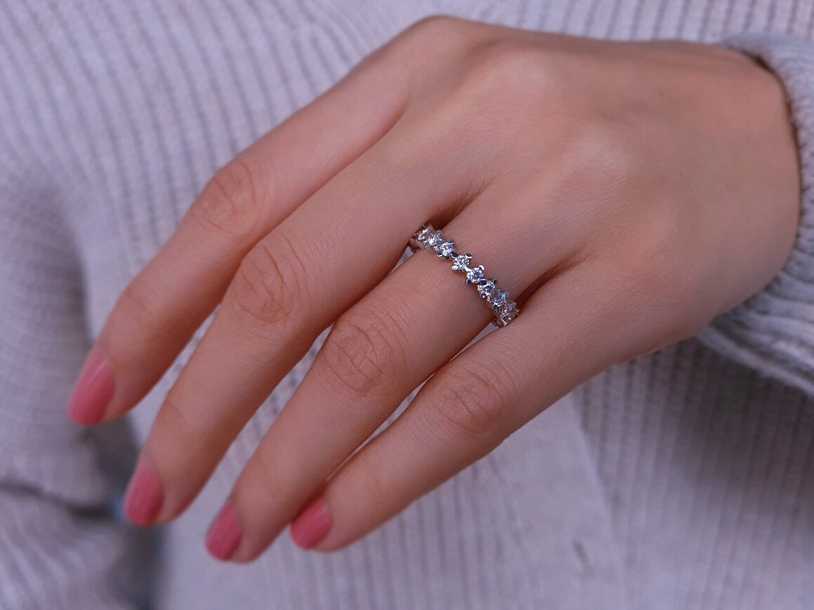 1 Karat rundum Brillant Diamant Allianz Ring 585er 14 Karat Weißgold