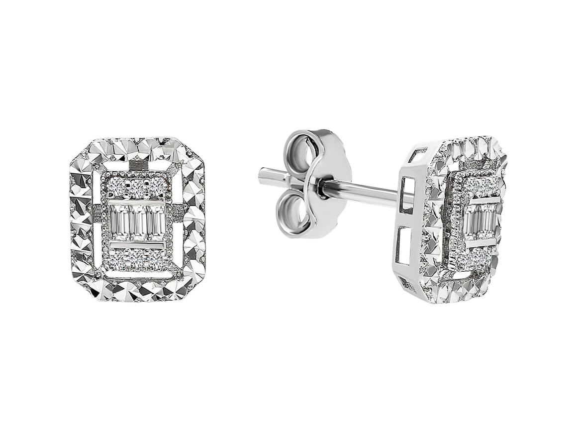 1.00 carat effect diamond baguette earrings