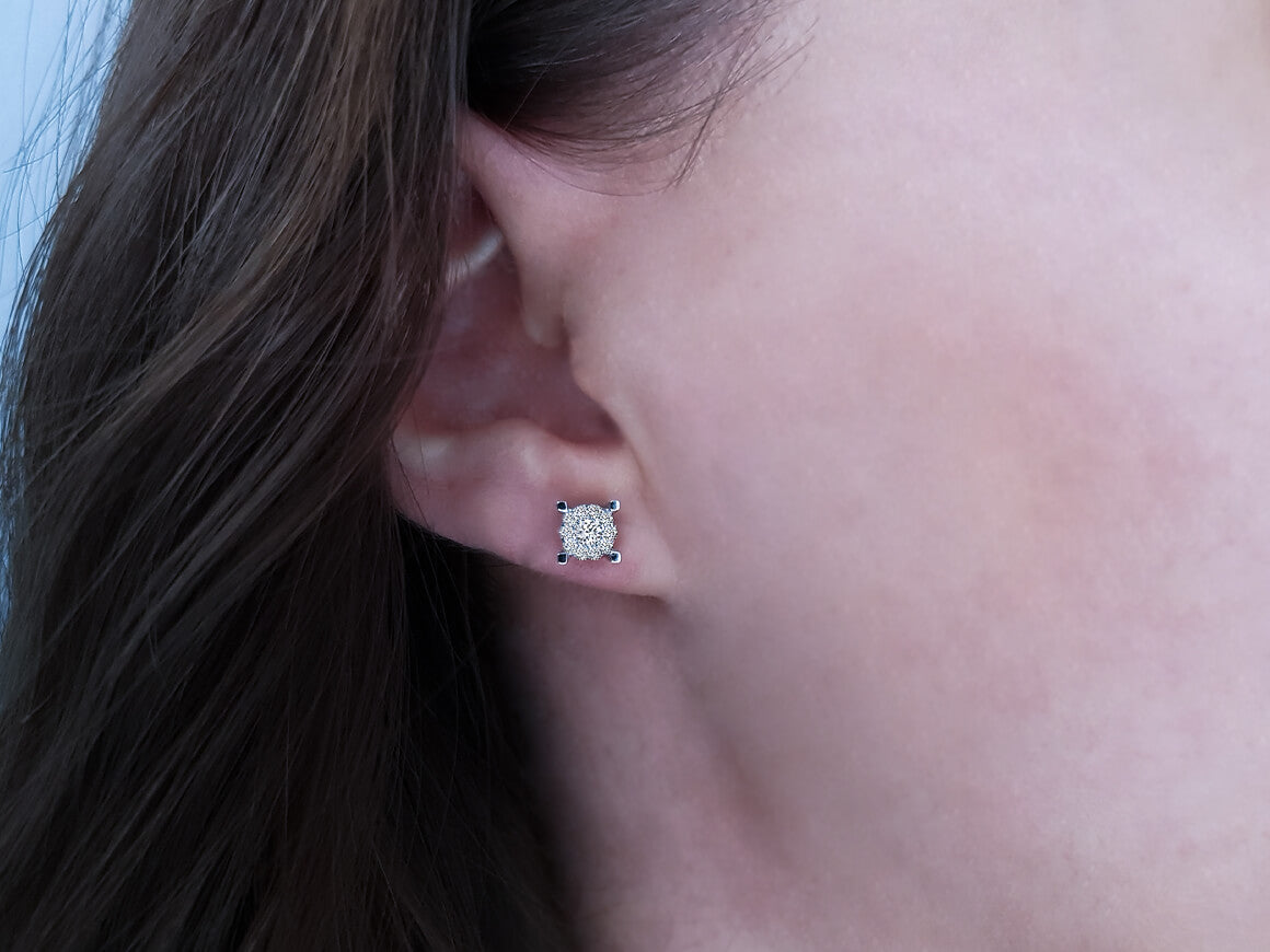 1,00 Carat Diamant Solitaire Effekt Ohrstecker - handgefertigter Diamantschmuck aus Feingold | Sirius Diamant