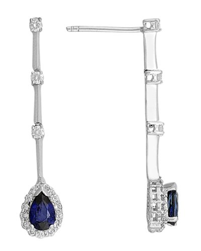 Sapphire diamond earrings, 585 white gold