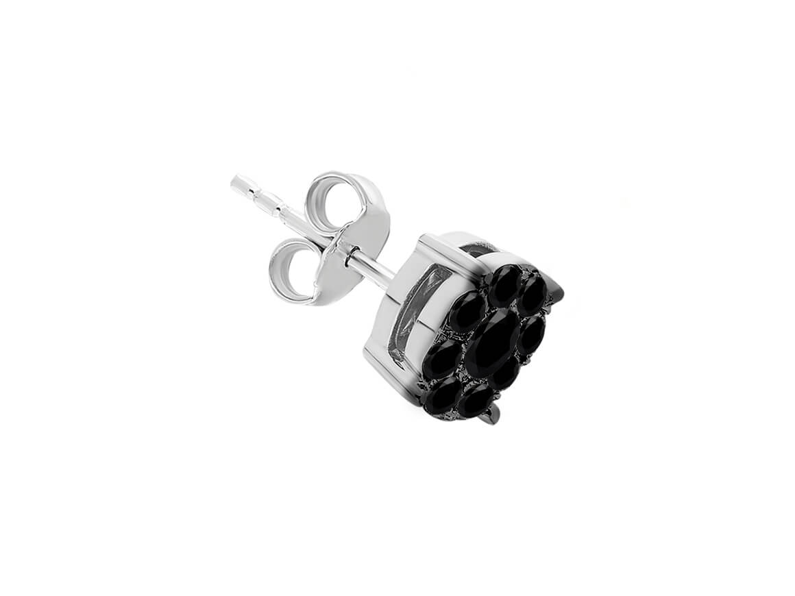 0,33 Gesamtkarat Schwarz Diamant Herrenohrring in 8 K Weißgold - handgefertigter Diamantschmuck aus Feingold | Sirius Diamant