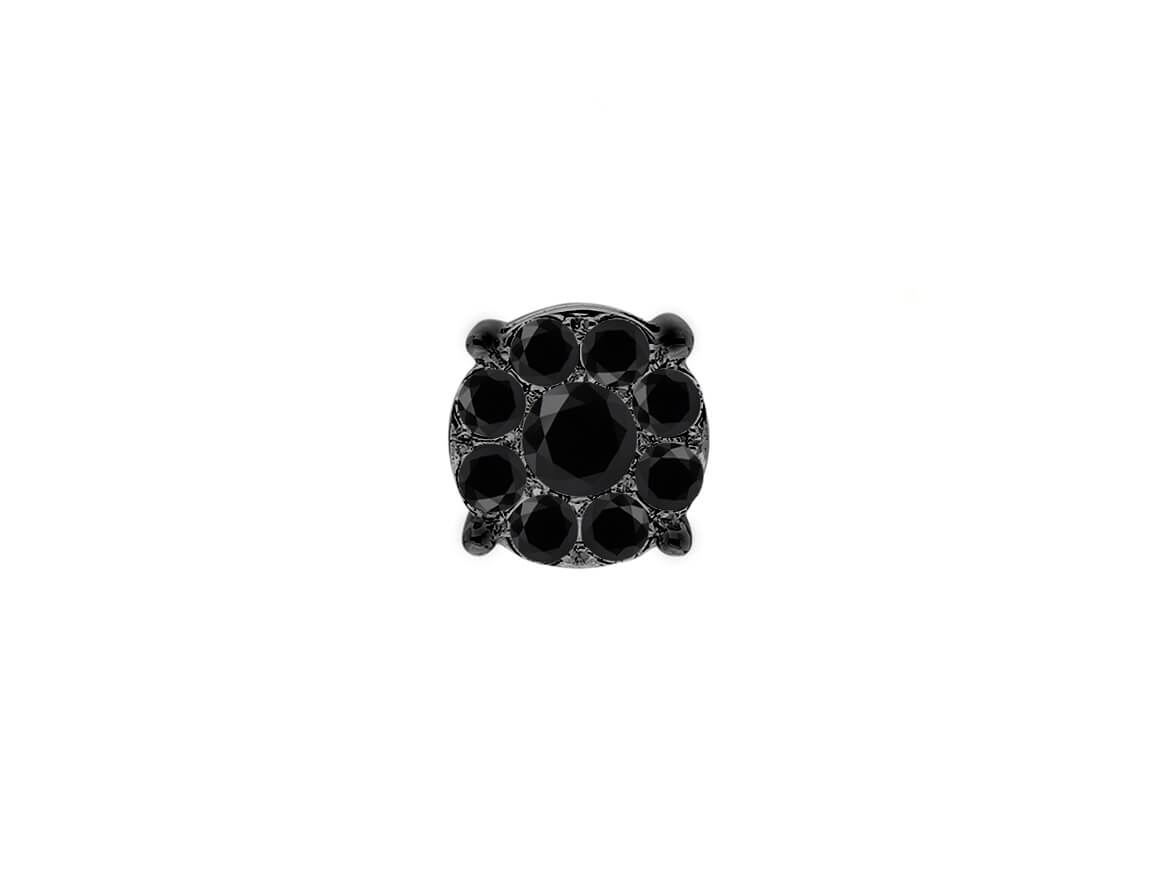 0.33 total carat black diamond men's earring in 8 K white gold