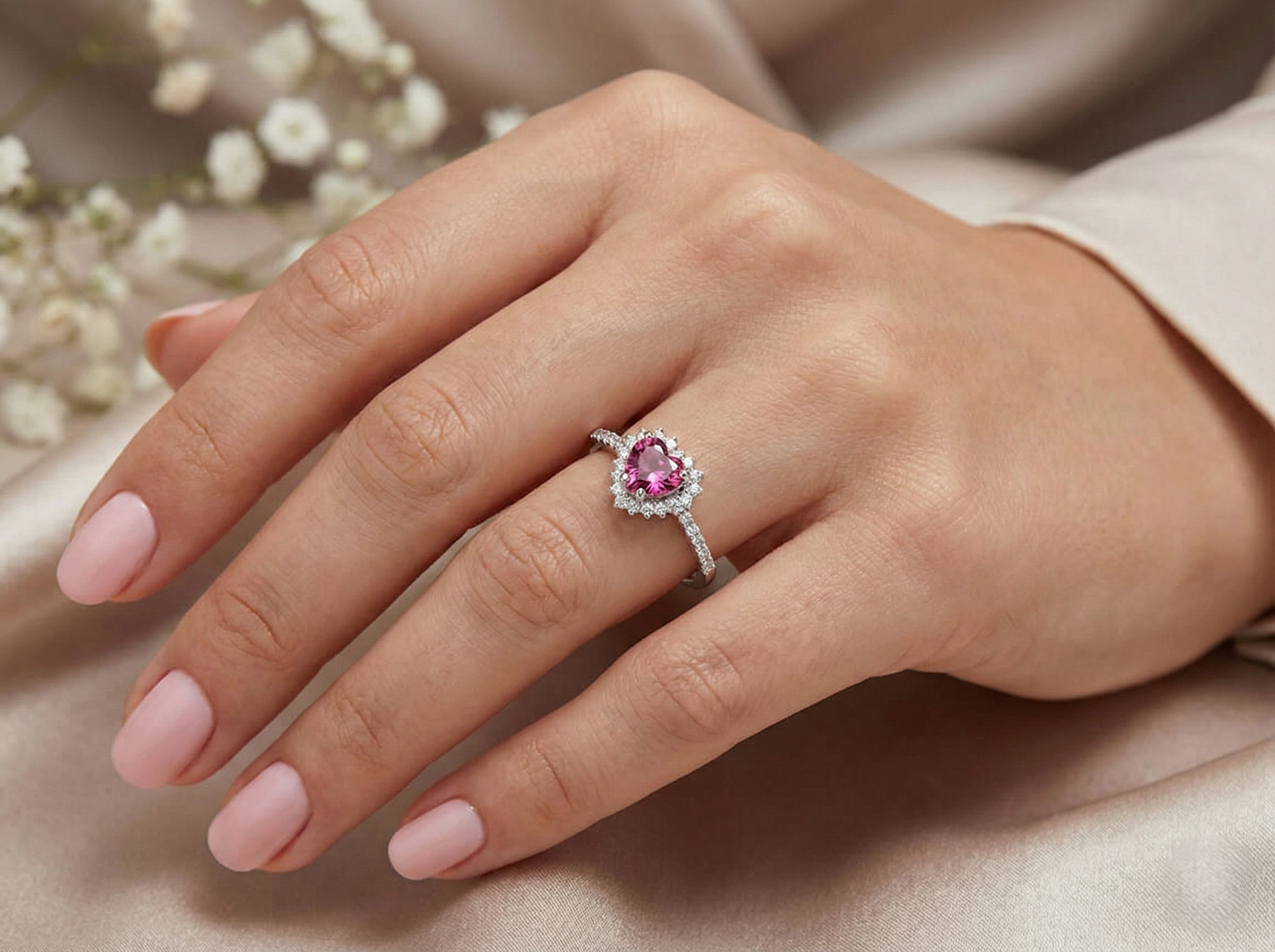 Diamond and Heart Cut Tourmaline Ring