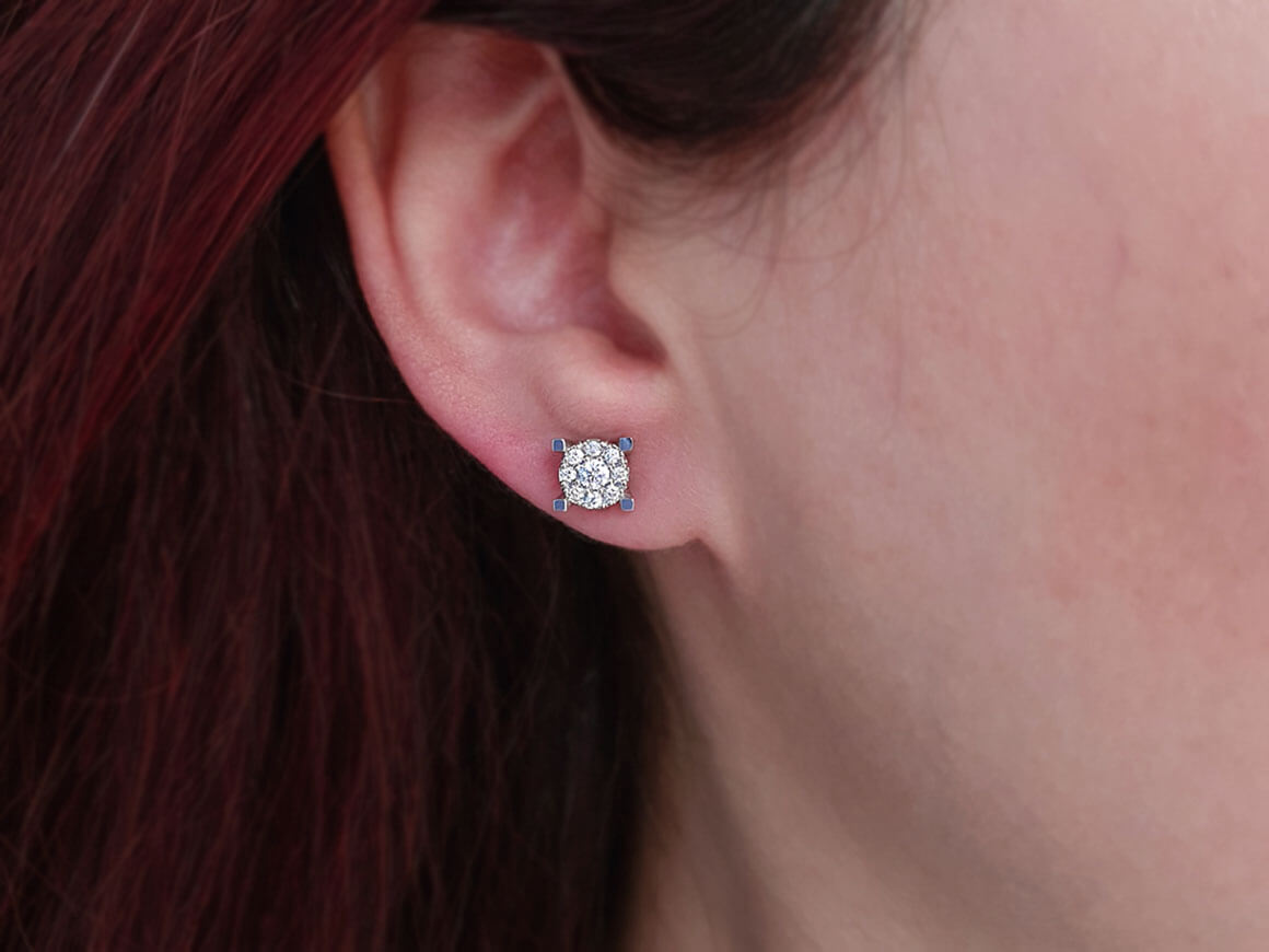 1,70 Carat Diamant Solitãr Effekt Ohrstecker - handgefertigter Diamantschmuck aus Feingold | Sirius Diamant
