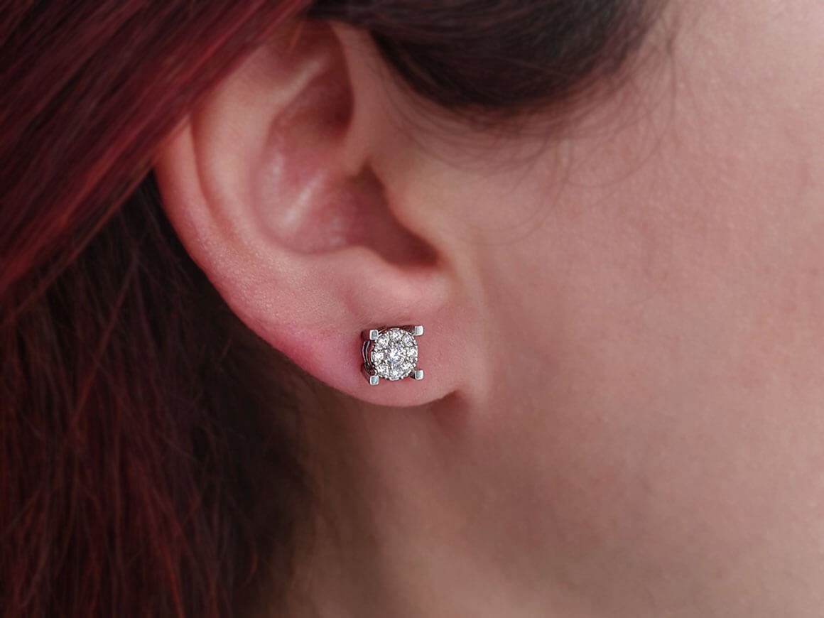 1,70 Carat Diamant Solitãr Effekt Ohrstecker - handgefertigter Diamantschmuck aus Feingold | Sirius Diamant