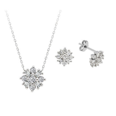 Capella Star Baguette Diamond Jewelry Set in 14 Carat White Gold