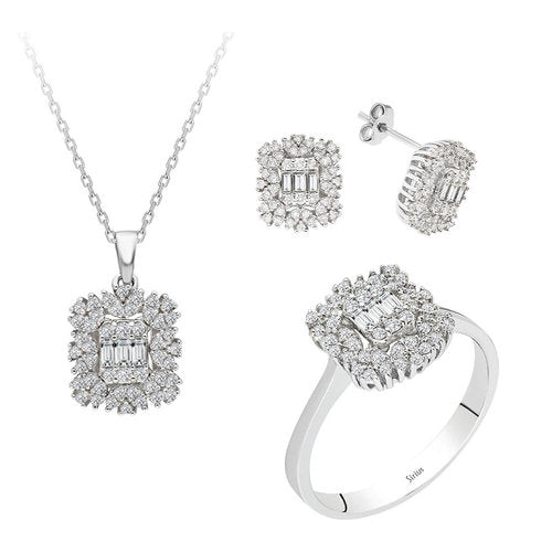Vega Stern Baguette Diamant Schmuckset in 14 K - handgefertigter Diamantschmuck aus Feingold | Sirius Diamant
