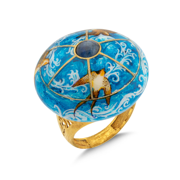 Blauen Saphir-Ring - handgefertigter Diamantschmuck aus Feingold | Sirius Diamant