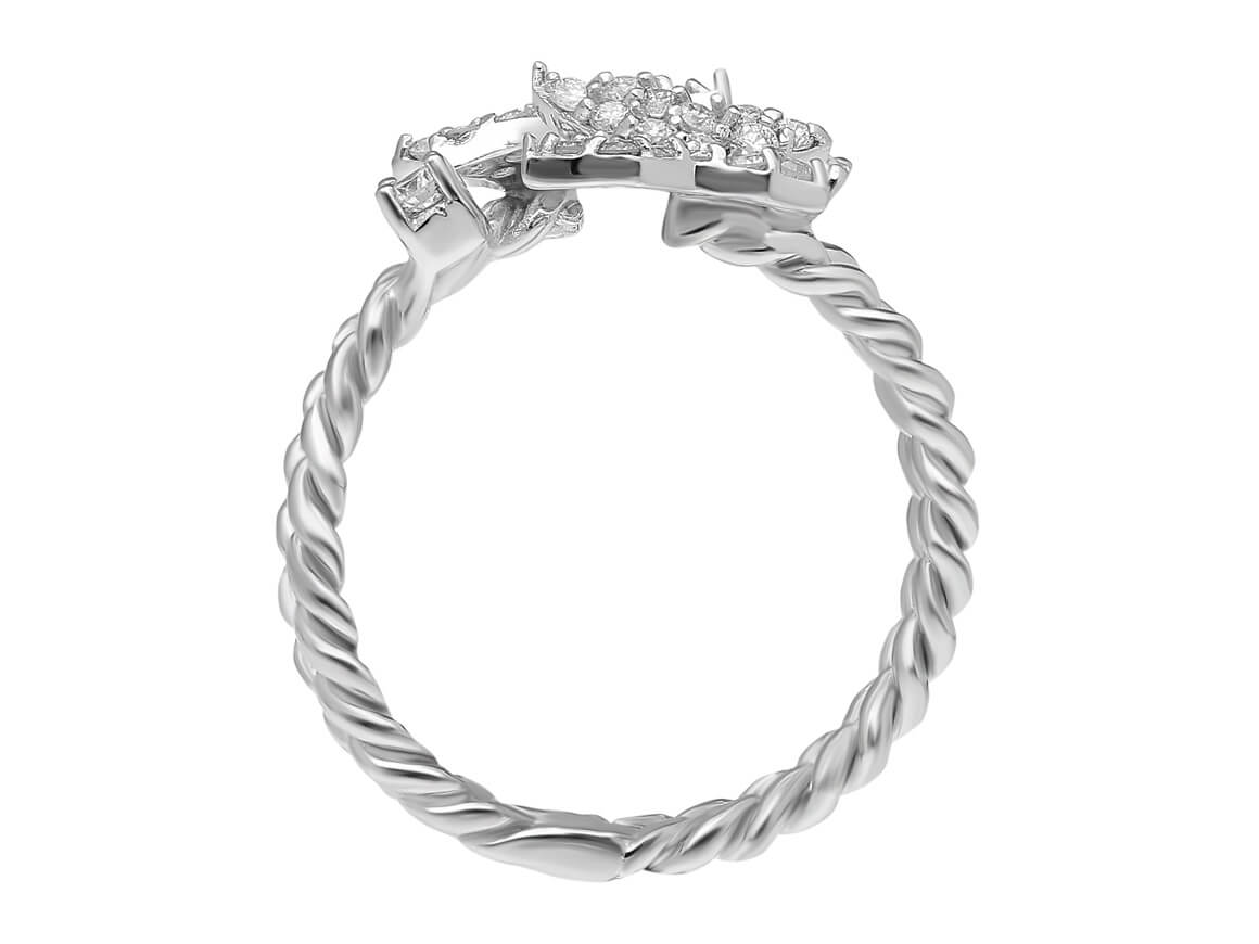 Diamant Doppelter Schmetterlinge Ring in 585er 14K Weißgold - handgefertigter Diamantschmuck aus Feingold | Sirius Diamant