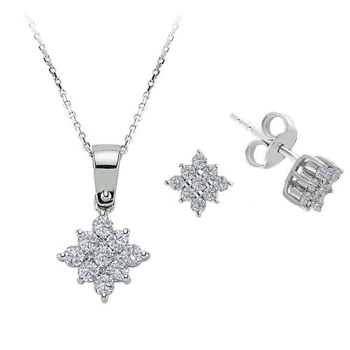 Diamant Hirtenstern Schmuckset in 585er 14 Karat Weißgold – handgefertigter Diamantschmuck aus Feingold | Sirius Diamant