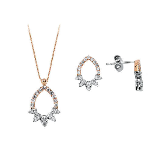 Diamant Sonnenscheibe Schmuckset in 14K Rosegold