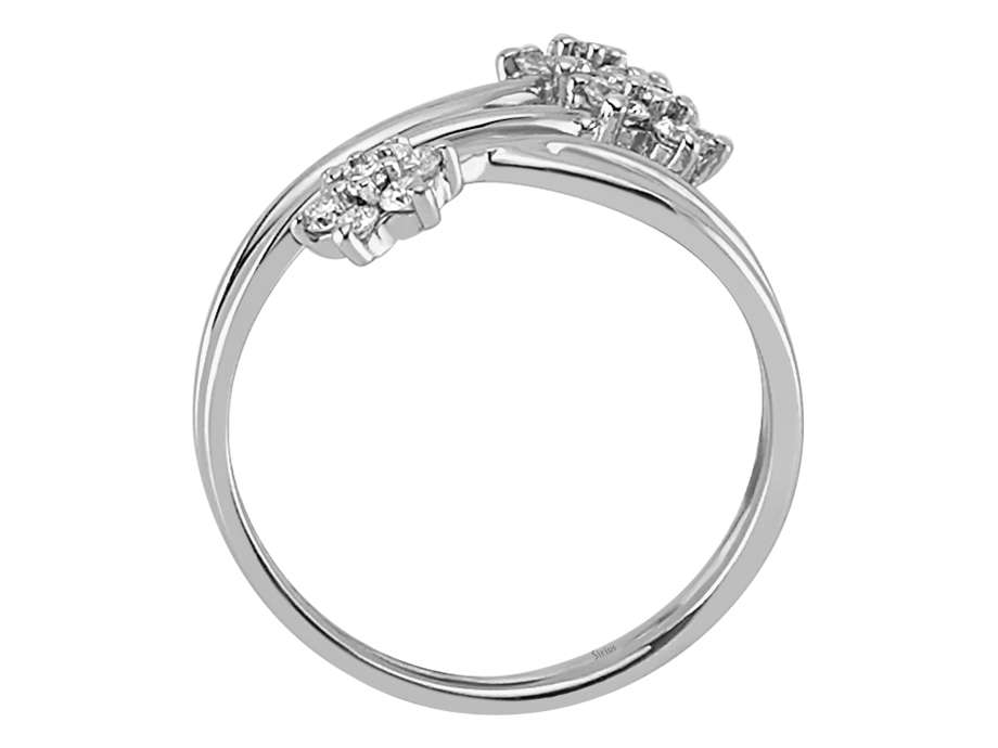 0,32 Karat Diamant Triade Blumen Ring in 14 K Weißgold - handgefertigter Diamantschmuck aus Feingold | Sirius Diamant