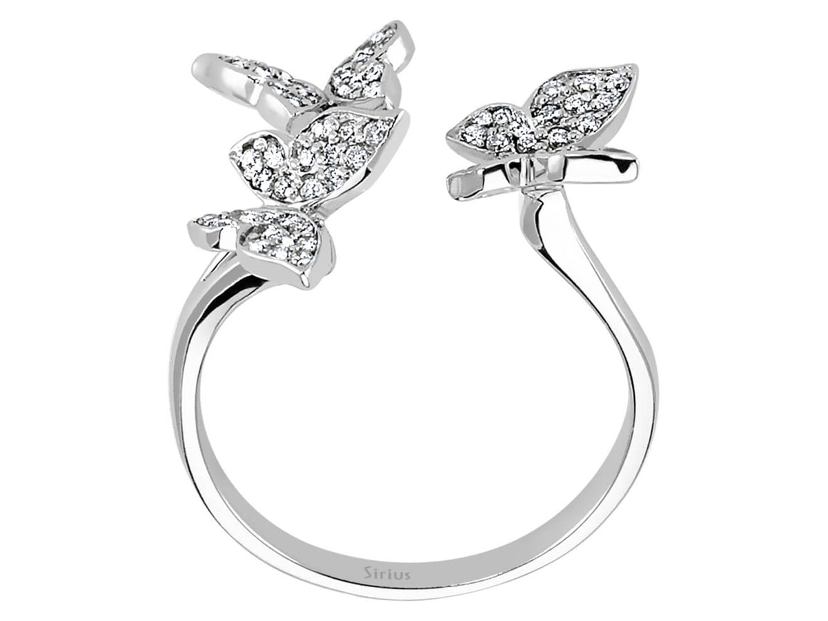 Parure de bijoux papillon en diamants en or blanc 14 carats