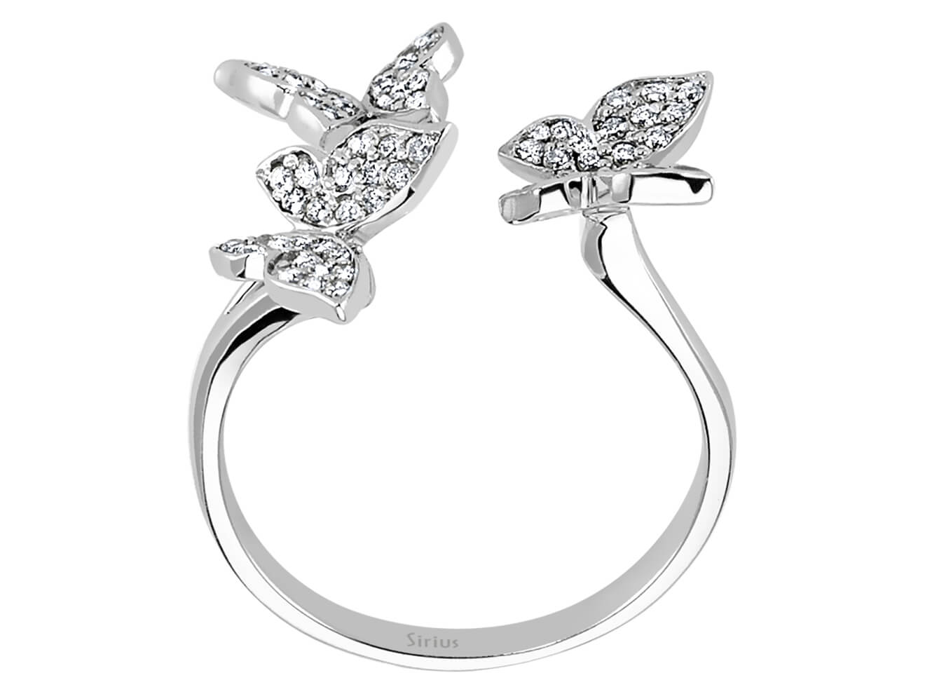 Butterfly diamond jewelry set in 14 carat white gold