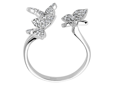 Butterfly diamond jewelry set in 14 carat white gold