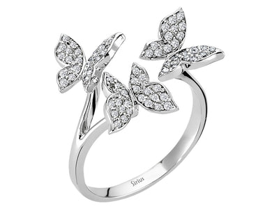 Butterfly diamond jewelry set in 14 carat white gold