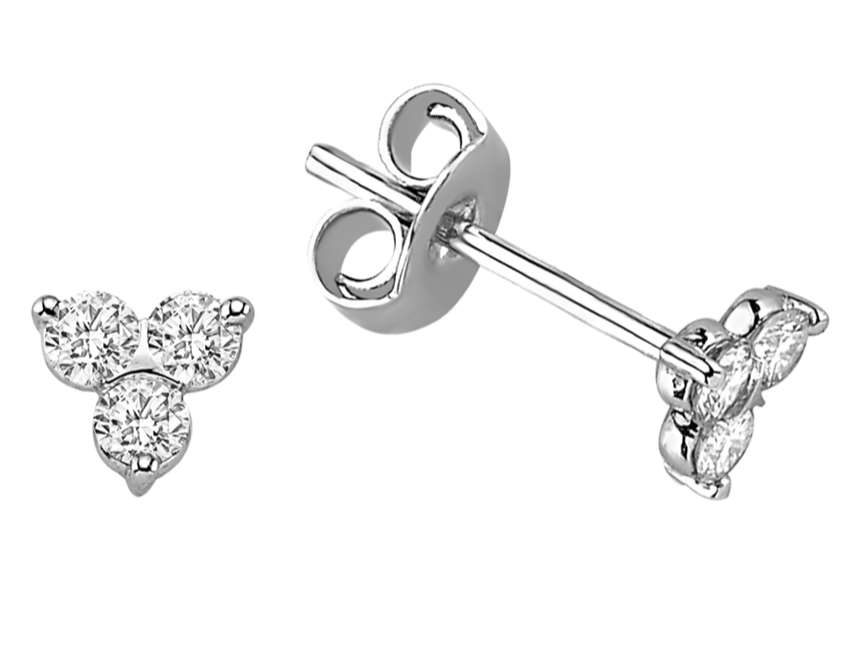 0,27 Carat Diamant Tria Ohrringe in 14 Karat Weißgold - handgefertigter Diamantschmuck aus Feingold | Sirius Diamant