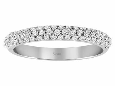 Alliance demi-ronde en or blanc 14 carats avec trois rangées de diamants de 0,41 carat