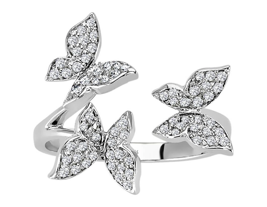 Butterfly diamond jewelry set in 14 carat white gold