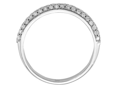Alliance demi-ronde en or blanc 14 carats avec trois rangées de diamants de 0,41 carat