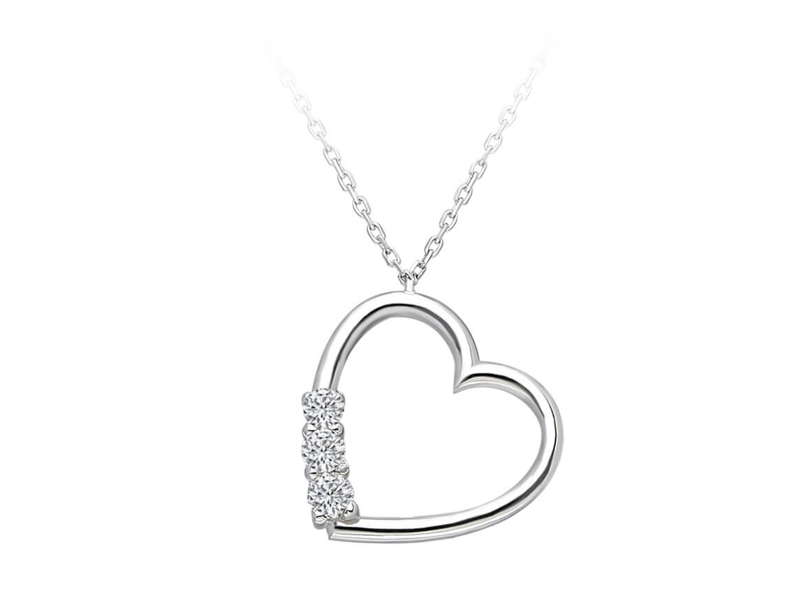 Diamant Tria Herz Collier - handgefertigter Diamantschmuck aus Feingold | Sirius Diamant